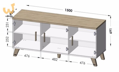 Komoda LOTTA 150 3D wotan + czarny mat Komoda LOTTA 150 3D wotan + czarny mat
