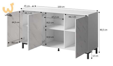 Komoda MARMO 3D 150x45xH80,5 biały mat/marmur biały Komoda MARMO 3D 150x45xH80,5 biały mat/marmur biały