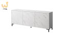 Komoda MARMO 3D 200x45xH80,5 biały mat/marmur biały
