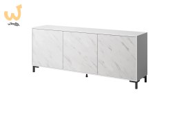 Komoda MARMO 3D 200x45xH80,5 biały mat/marmur biały