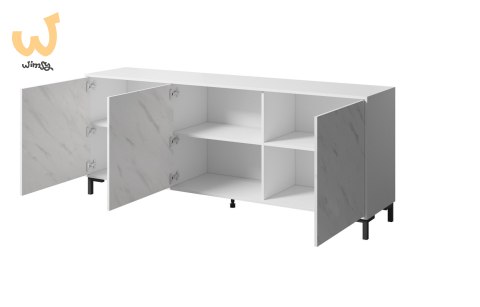 Komoda MARMO 3D 200x45xH80,5 biały mat/marmur biały Komoda MARMO 3D 200x45xH80,5 biały mat/marmur biały