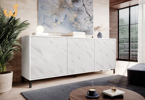 Komoda MARMO 3D 200x45xH80,5 biały mat/marmur biały Komoda MARMO 3D 200x45xH80,5 biały mat/marmur biały