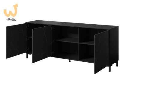 Komoda MARMO 3D 200x45xH80,5 czarny mat/marmur czarny Komoda MARMO 3D 200x45xH80,5 czarny mat/marmur czarny