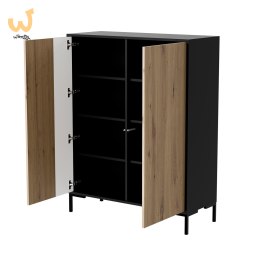 Komoda MERCI 100x40x129 czarny/dąb artisan