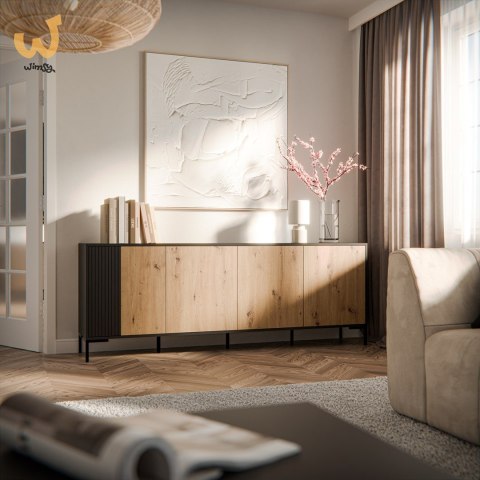 Komoda MERCI 200x40x74 czarny/dąb artisan Komoda MERCI 200x40x74 czarny/dąb artisan