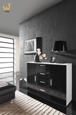 Komoda UNI biały/ czarny połysk (BLACK)