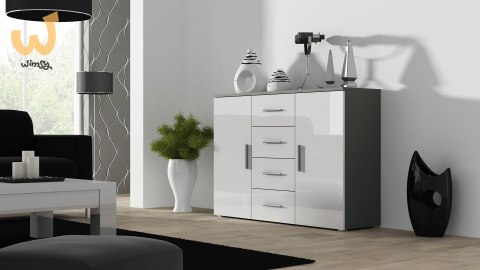 Komoda UNI szary/ biały połysk Komoda UNI szary/ biały połysk