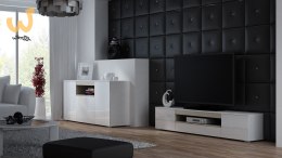 Komoda VIVA 150 biały/ biały połysk+ dąb sonoma