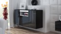 Komoda VIVA 150 czarny/ czarny połysk+ biały