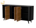 Komoda VOLARE 151x39x75 czarny/orzech