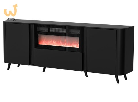 Komoda VOLARE 200x39x75 czarny + kominek Komoda VOLARE 200x39x75 czarny + kominek