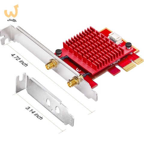 Karta sieciowa CUDY WE3000S AX5400 Wi-Fi 6 + BT 5.2 Intel AX210 Radiator PCIe Karta sieciowa CUDY WE3000S AX5400 Wi-Fi 6 + BT 5.2 Intel AX210 Radiator PCIe