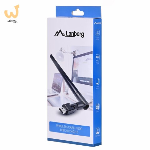 Karta sieciowa Lanberg N300 NC-0300-WIE (USB 2.0, Złącze anteny WiFi) Karta sieciowa Lanberg N300 NC-0300-WIE (USB 2.0, Złącze anteny WiFi)