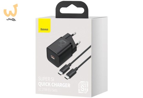 BASEUS ŁADOWARKA SIECIOWA Z KABLEM USB-C DO USB-C TZCCSUP-L01 SUPER SI 1C 25W CZARNA