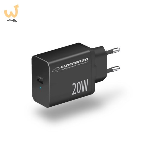 ESPERANZA ŁADOWARKA SIECIOWA 20W USB-C PD CZARNA EZC104K ESPERANZA ŁADOWARKA SIECIOWA 20W USB-C PD CZARNA EZC104K