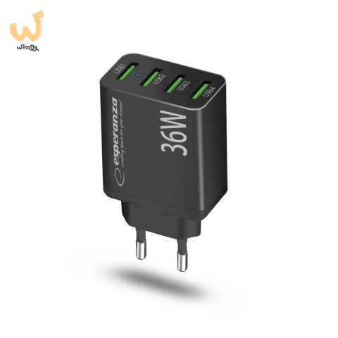 ESPERANZA ŁADOWARKA SIECIOWA 36W 4X USB-A QC 3.0 18W EZC107K ESPERANZA ŁADOWARKA SIECIOWA 36W 4X USB-A QC 3.0 18W EZC107K