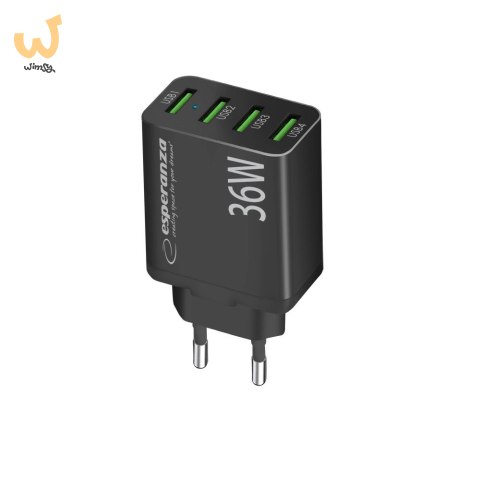 ESPERANZA ŁADOWARKA SIECIOWA 36W 4X USB-A QC 3.0 18W EZC107K ESPERANZA ŁADOWARKA SIECIOWA 36W 4X USB-A QC 3.0 18W EZC107K