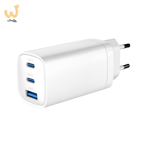 GEMBIRD SZYBKA ŁADOWARKA USB POWER DELIVERY USB TYPU C, 3X USB, 65 W, GAN BIAŁA GEMBIRD SZYBKA ŁADOWARKA USB POWER DELIVERY USB TYPU C, 3X USB, 65 W, GAN BIAŁA