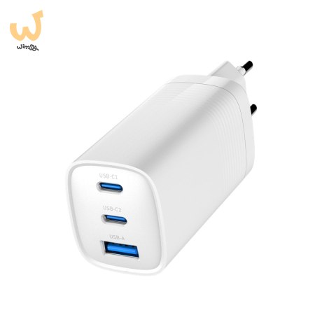 GEMBIRD SZYBKA ŁADOWARKA USB POWER DELIVERY USB TYPU C, 3X USB, 65 W, GAN BIAŁA GEMBIRD SZYBKA ŁADOWARKA USB POWER DELIVERY USB TYPU C, 3X USB, 65 W, GAN BIAŁA