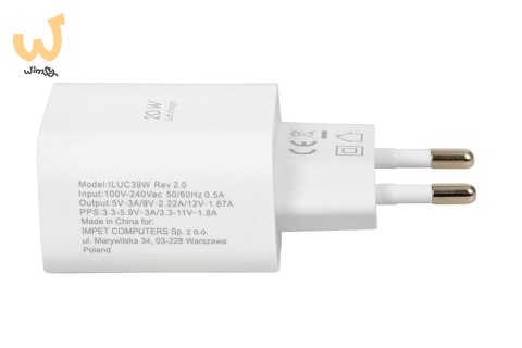 ŁADOWARKA SIECIOWA I-BOX C-39 USB-C PD20W Z KABLEM ŁADOWARKA SIECIOWA I-BOX C-39 USB-C PD20W Z KABLEM