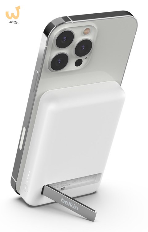 Powerbank bezprzewodowy Belkin BoostCharge Magnetic Wireless Power Bank 5K + Stand MagSafe Compatible 5000mAh 7,5W White Powerbank bezprzewodowy Belkin BoostCharge Magnetic Wireless Power Bank 5K + Stand MagSafe Compatible 5000mAh 7,5W White