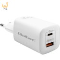 QOLTEC ŁADOWARKA SIECIOWA 65W GAN ULTRA | 5-20V | 2.25-3.25A | 1 X USB TYP C PD | 1 X USB QC 3.0 | BIAŁA