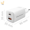 QOLTEC ŁADOWARKA SIECIOWA 65W GAN ULTRA | 5-20V | 2.25-3.25A | 1 X USB TYP C PD | 1 X USB QC 3.0 | BIAŁA