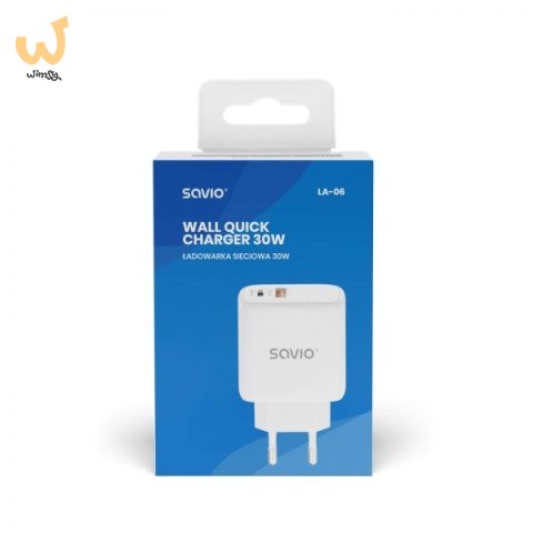 SAVIO ŁADOWARKA SIECIOWA 30W QUICK CHARGE, POWER DELIVERY 3.0 LA-06 SAVIO ŁADOWARKA SIECIOWA 30W QUICK CHARGE, POWER DELIVERY 3.0 LA-06
