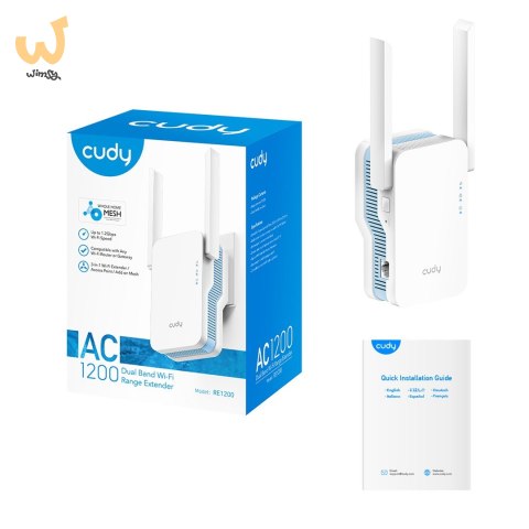 Wzmacniacz sygnału WIFI CUDY RE1200 LAN 1x10/100 AC1200 Dual Band Mesh Wzmacniacz sygnału WIFI CUDY RE1200 LAN 1x10/100 AC1200 Dual Band Mesh