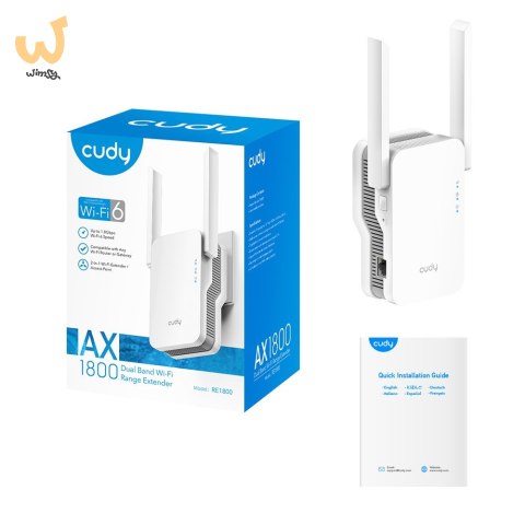 Wzmacniacz sygnału WIFI CUDY RE1800 LAN 1xGigabit AX1800 Dual Band Wi-Fi 6 Mesh Wzmacniacz sygnału WIFI CUDY RE1800 LAN 1xGigabit AX1800 Dual Band Wi-Fi 6 Mesh