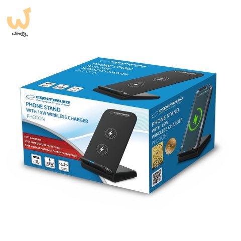 ESPERANZA PODSTAWKA POD TELEFON Z ŁADOWARKĄ BEZPRZEWODOWĄ 15W PHOTON EZC101 ESPERANZA PODSTAWKA POD TELEFON Z ŁADOWARKĄ BEZPRZEWODOWĄ 15W PHOTON EZC101