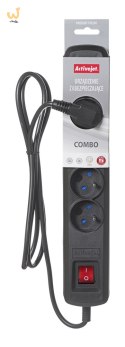 Listwa przeciwprzepięciowa Activejet 5gn/3m/cz (10A; 2300W) 3m; kolor czarny