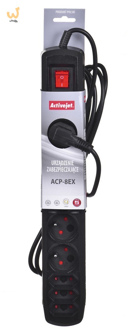 Listwa przeciwprzepięciowa Activejet APN-8g/3m-BK (3 x Typ C, 5 x UTE; 10 A; 3m; kolor czarny) Listwa przeciwprzepięciowa Activejet APN-8g/3m-BK (3 x Typ C, 5 x UTE; 10 A; 3m; kolor czarny)