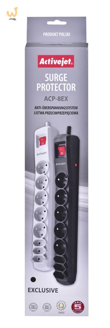 Listwa przeciwprzepięciowa Activejet APN-8g/5m-BK (3 x Typ C, 5 x UTE; 10 A; 5m; kolor czarny) Listwa przeciwprzepięciowa Activejet APN-8g/5m-BK (3 x Typ C, 5 x UTE; 10 A; 5m; kolor czarny)