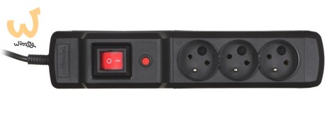 Listwa przeciwprzepięciowa Activejet COMBO 3gn/1,5m/cz (10A; 2300W) 1,5m; kolor czarny Listwa przeciwprzepięciowa Activejet COMBO 3gn/1,5m/cz (10A; 2300W) 1,5m; kolor czarny