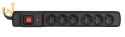 Listwa przeciwprzepięciowa Activejet COMBO 6gn/3m/cz (10A; 2300W) 3m; kolor czarny