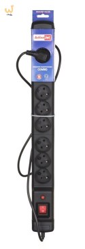 Listwa przeciwprzepięciowa Activejet COMBO 9gn/3m/cz (10A; 2300W) 3m; kolor czarny