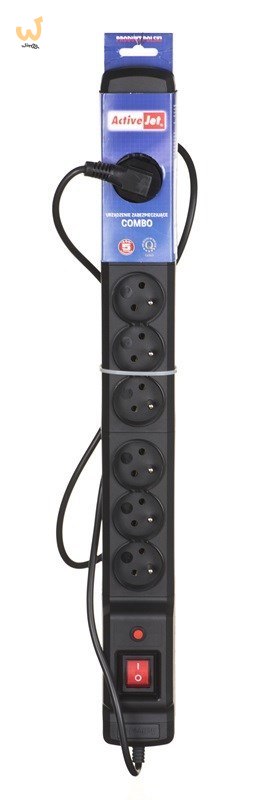 Listwa przeciwprzepięciowa Activejet COMBO 9gn/3m/cz (10A; 2300W) 3m; kolor czarny Listwa przeciwprzepięciowa Activejet COMBO 9gn/3m/cz (10A; 2300W) 3m; kolor czarny