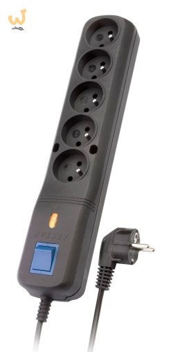 Listwa przeciwprzepięciowa Lestar LV 530W 1,5m (5 x VDE; 10 A; 1,5m; kolor czarny)