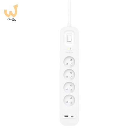 Listwa zasilająca Belkin Power Surge 4-PORT + 1xUSB-A +1xUSB-C 2.4A PD 525J 2m White Listwa zasilająca Belkin Power Surge 4-PORT + 1xUSB-A +1xUSB-C 2.4A PD 525J 2m White