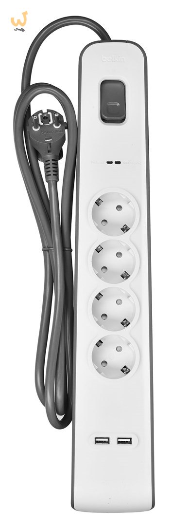 Listwa zasilająca Belkin Power Surge 4-PORT + 2xUSB-A 2m Grey/White Schuko Listwa zasilająca Belkin Power Surge 4-PORT + 2xUSB-A 2m Grey/White Schuko