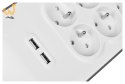 Listwa zasilająca Belkin Power Surge 6-PORT + 2xUSB-A 2.4A 650J 2m Grey/White