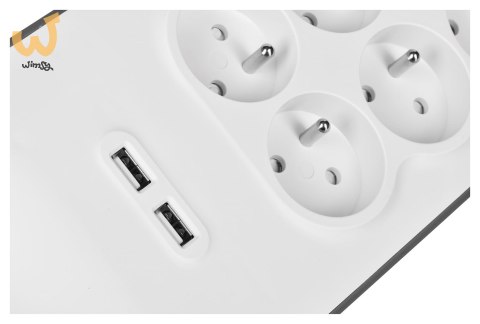 Listwa zasilająca Belkin Power Surge 6-PORT + 2xUSB-A 2.4A 650J 2m Grey/White Listwa zasilająca Belkin Power Surge 6-PORT + 2xUSB-A 2.4A 650J 2m Grey/White