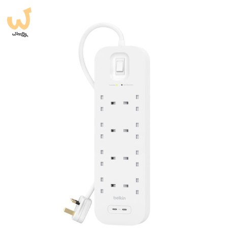Listwa zasilająca Belkin Power Surge 8-PORT + 2xUSB-C 30W 900J 2m White Listwa zasilająca Belkin Power Surge 8-PORT + 2xUSB-C 30W 900J 2m White