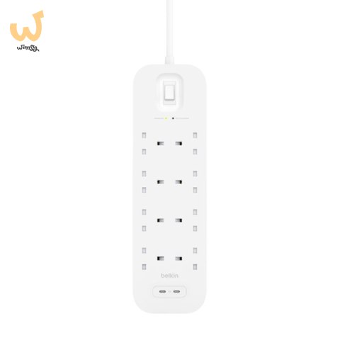 Listwa zasilająca Belkin Power Surge 8-PORT + 2xUSB-C 30W 900J 2m White Listwa zasilająca Belkin Power Surge 8-PORT + 2xUSB-C 30W 900J 2m White