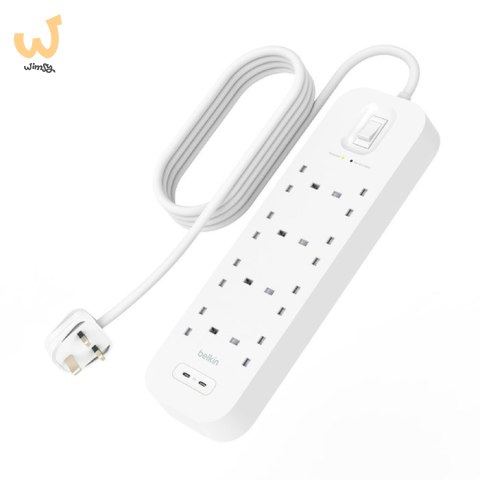 Listwa zasilająca Belkin Power Surge 8-PORT + 2xUSB-C 30W 900J 2m White Listwa zasilająca Belkin Power Surge 8-PORT + 2xUSB-C 30W 900J 2m White