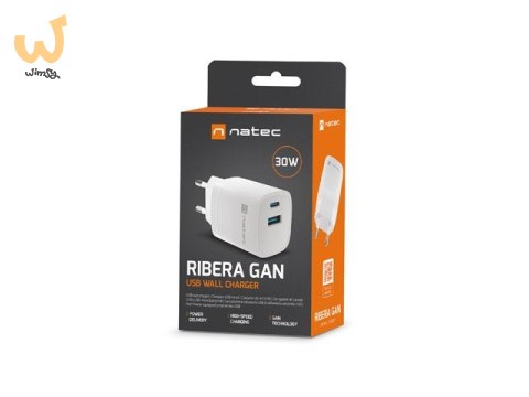 NATEC ŁADOWARKA RIBERA GAN 1X USB-A + 1X USB-C 30W BIAŁA NUC-2140 NATEC ŁADOWARKA RIBERA GAN 1X USB-A + 1X USB-C 30W BIAŁA NUC-2140