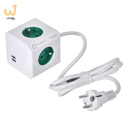 Przedłużacz allocacoc PowerCube Extended USB 2402GN/FREUPC (1,5m; kolor zielony)