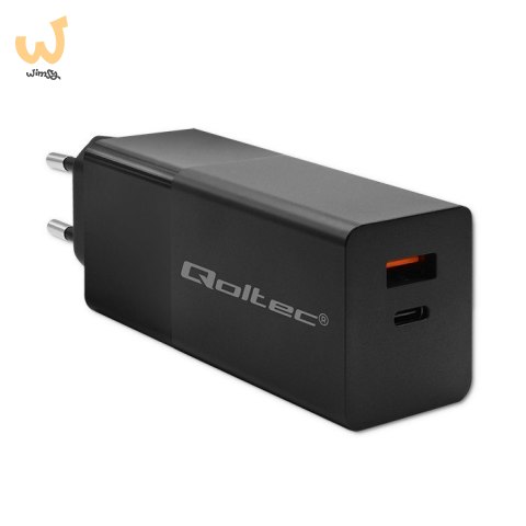 QOLTEC ŁADOWARKA GAN POWER PRO | 1XUSB-C | 1XUSB | 100W | 5-20V | 1.5-5A | PD | CZARNA QOLTEC ŁADOWARKA GAN POWER PRO | 1XUSB-C | 1XUSB | 100W | 5-20V | 1.5-5A | PD | CZARNA