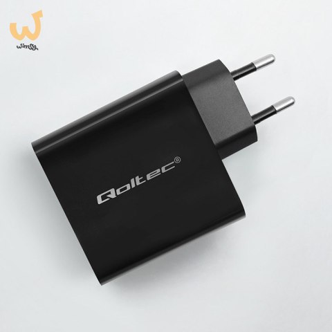 QOLTEC ŁADOWARKA SUPER QUICK PD | 1XUSB-C | 1XUSB | 90W | 5-20V | 2.4-4.35A | CZARNA QOLTEC ŁADOWARKA SUPER QUICK PD | 1XUSB-C | 1XUSB | 90W | 5-20V | 2.4-4.35A | CZARNA